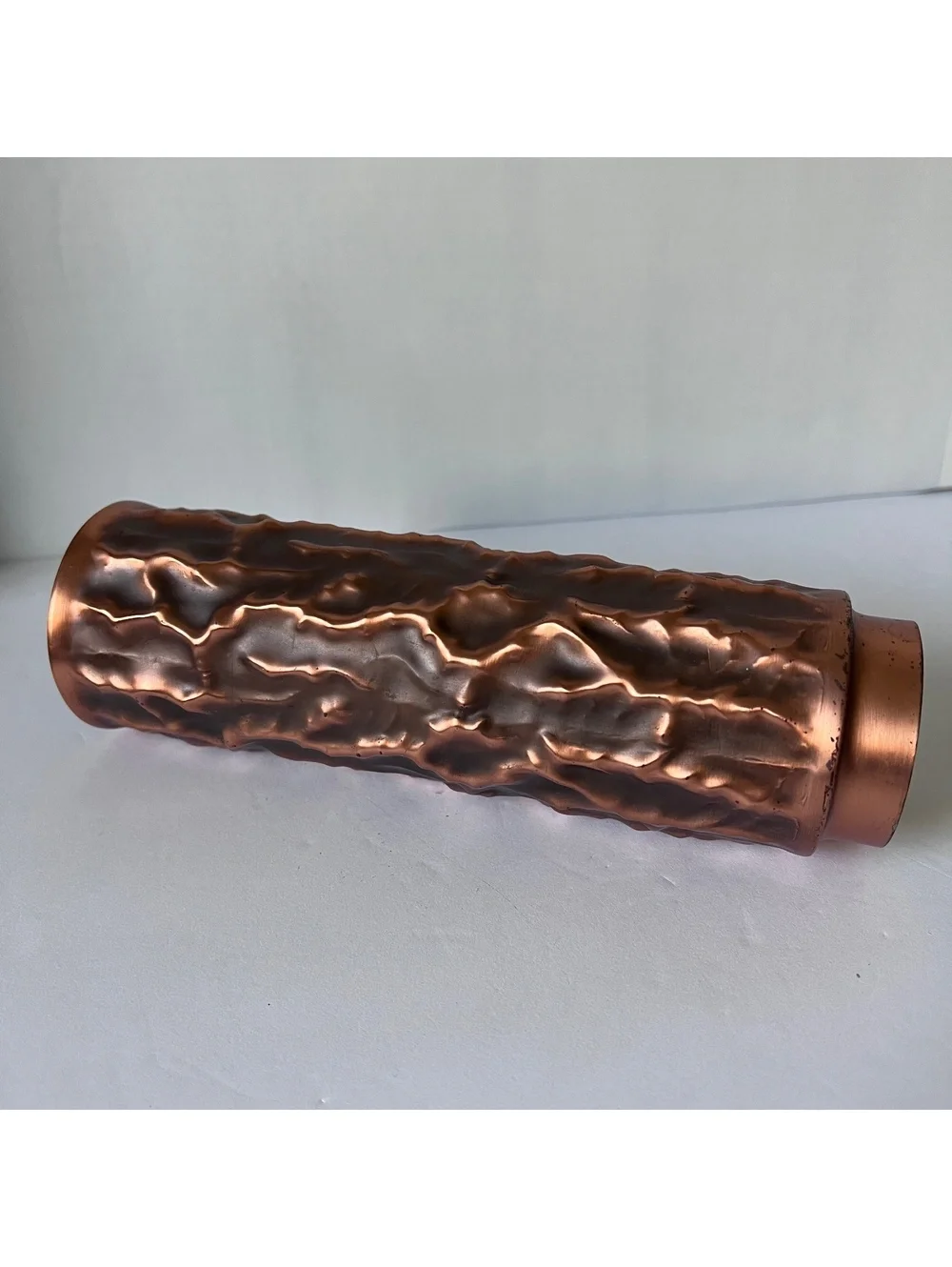 Vintage MCM Copper Vase 7.5” Textured Brutalist Design Germany 60s